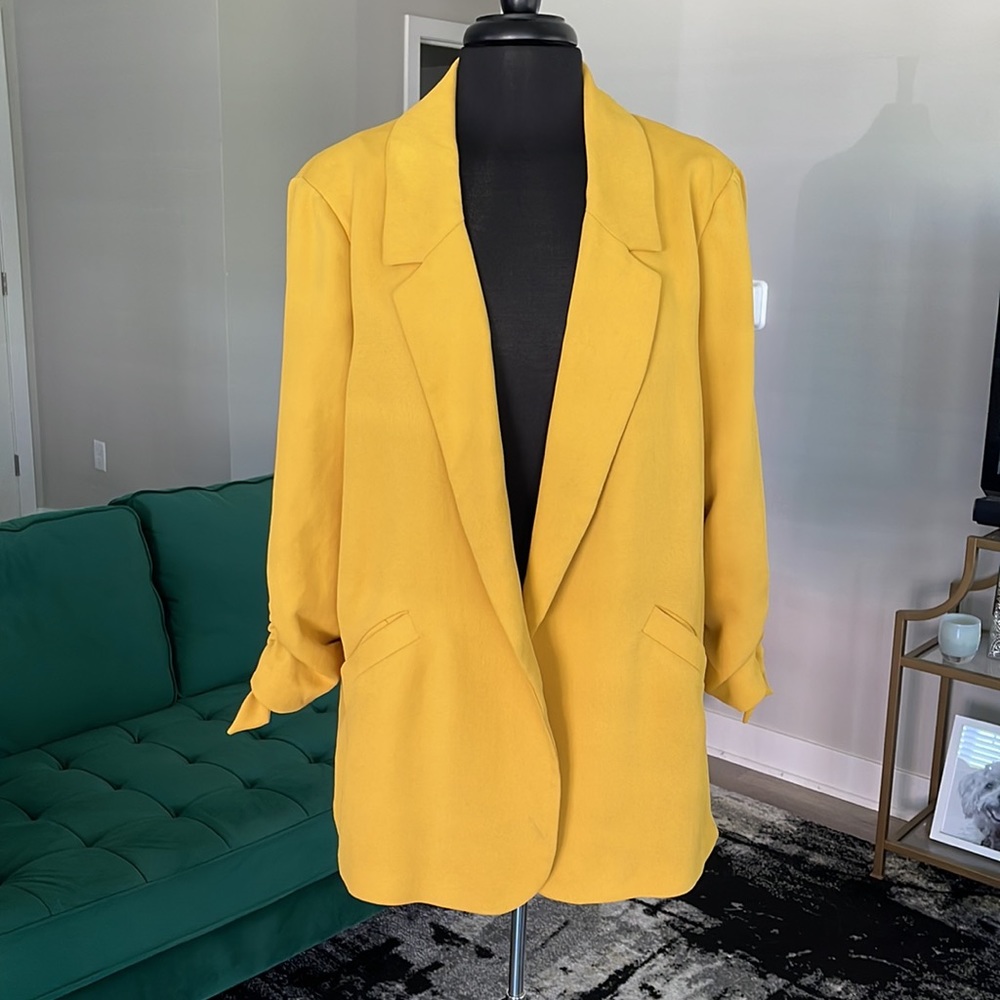 River Island Mustard Yellow Blazer Jacket - Size 14